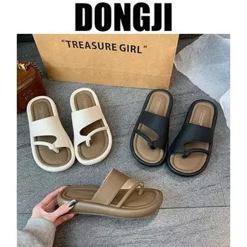 Summer set of toe cool slippers women s wear 2025 new Korean version round comfortable casual Roman cool slippers flat-bottomed slippers 35