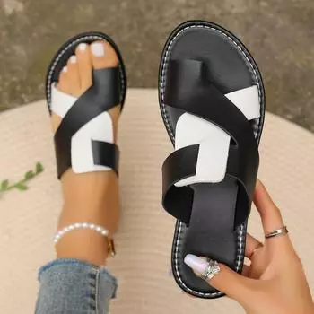 Summer Set-toed Slippers Women s Summer Ladies Casual Sandals Flat-bottomed Large Size Beach Shoes Sandals and Slippers 44EU/CN45 белый