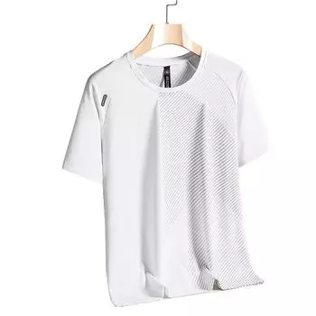 Summer Short Sleeved Ice Silk T-shirt for Men, Thin and Breathable Quick Drying Clothes, Men s Elastic Sports Loose Casual T-shirt XXXL белый