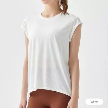 Summer Short-Sleeved Quick-Drying Sportswear T-shirt Yoga Clothes Loose Split Dovetail Beautiful Back Tank-Top Running Fitness Clothes Women white white M
