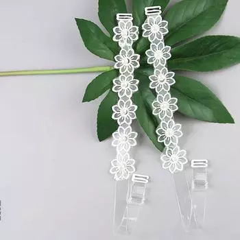 Summer Silicone Invisible Women Bra Belt Brassiere Straps Flower Shoulder Strap Bra Accessories white-Transparent