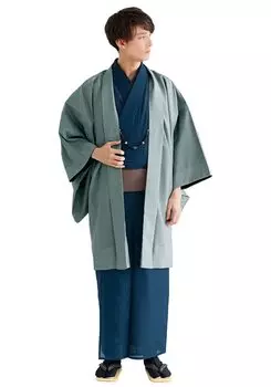 Summer Single Piece of Single Minato [KYOETSU] Haori, Washable, Plain, Clothes, Cloth, Item, Men s (S, Nezumi)