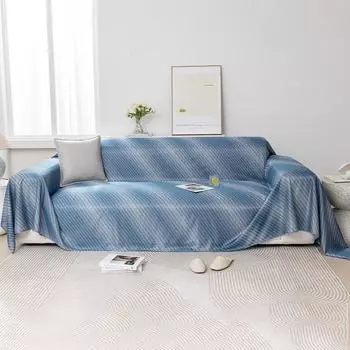 Summer Slanted Stripe Sofa Towel Seat Cushion Cover Dustproof Anti-Cat s Paw Four Seasons Universal Modern Simple Blanket Bath Mat 180*130cm серый