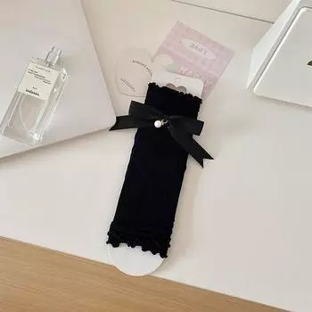 Summer Sleeves Gyaru Ballet Style Lace Bow Oversleeve Lolita Girl Japan fashion JK Gloves Black One size
