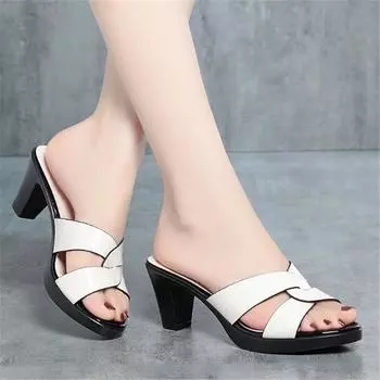 Summer Slipper Female Block Heel Platform Sandals Ladies Slides Women 2025 New High Heels Office Women s Shoes Sandals 35