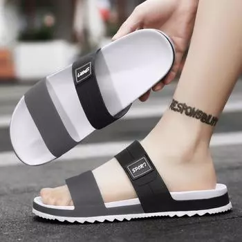 Summer slippers 2025 new outer wear thick bottom home indoor bathroom bath non-slip couple cool slippers men 40 коричневый