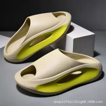 Summer slippers men s eva bottom non-slip thick bottom outer wear tide one-word drag home deodorant sandals men 36-37 хаки