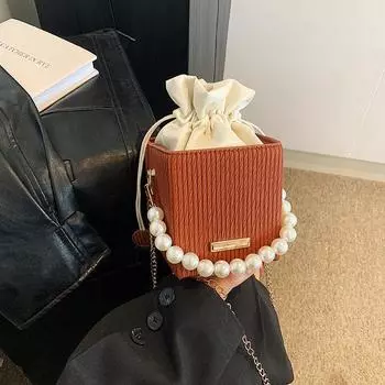 Summer small bag 2024 new casual and beautiful bucket bag casual simple messenger bag simple portable women s bag чёрный