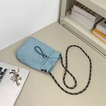Summer Small Bag Men s and Women s Ultra Thin Solid Simple Messenger Bag Sports Riding Small Shoulder Bag Small Backpack Tide Light Blue