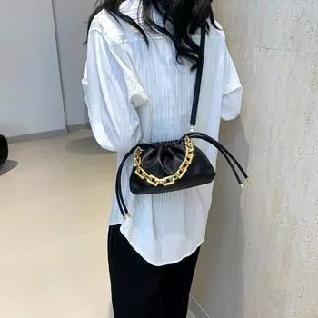 Летняя маленькая сумка женская сумка 2024 новая модная женская сумка-мессенджер в иностранном стиле контрастного цвета сумка через плечо подмышкой чёрный