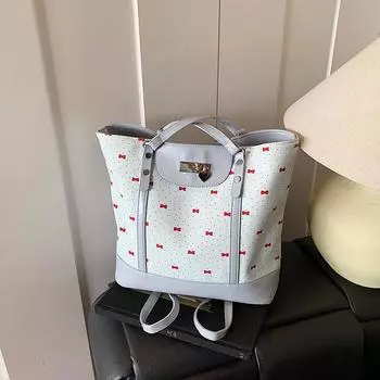Summer small fresh floral tote bag large-capacity commuter bag new college student shoulder handbag синий