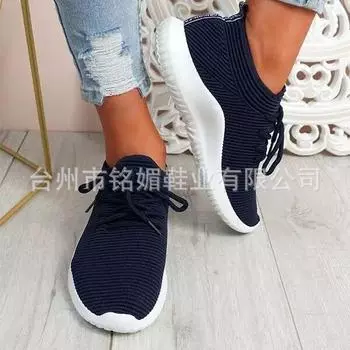 Summer Sneakers Women Knit Shoes Lace Up Solid Color Female Sport Outdoor Breathable Mesh Casual Shoes Zapatillas Mujer222 35 серый