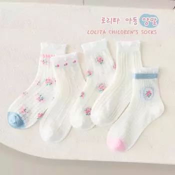 Summer Socks Girls Mesh Socks 5 Pairs Baby Socks Summer Cotton Socks Thin Mesh Sock 1-12T Children s Crew Socks Solid Color 9-12 years old
