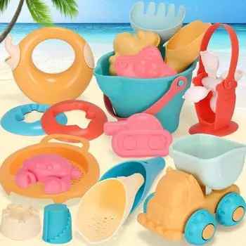 Summer Soft Plastic Baby Beach Toys Kids Bag Bath Play Set Beach Party Cart Bucket Sand Molds Tool Water Game Toys Gifts