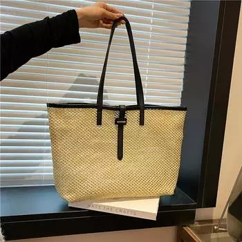 Summer straw bag women s 2025 new trend beach tote bag foreign style shoulder bag tote bag белый