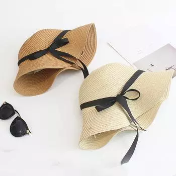 Summer Straw Big Foldable Beach Sun Straw Floppy Sun Block UV Protection Hat Ladies Outdoor Travel Hat Children белый