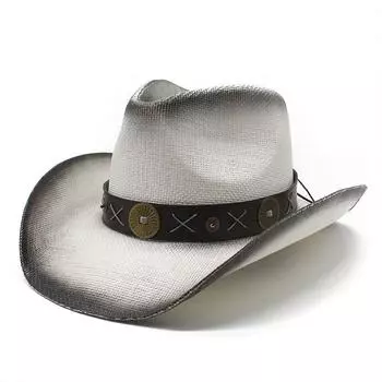 Летняя соломенная ковбойская шляпа, дышащая солнцезащитная шляпа для двоих, пляжная шляпа, соломенная шляпа, классная шляпа, женская шляпа M56-58cm