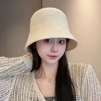 Summer Straw Hat Women s Lightweight Sun-Proof All-Matching Sun Hat Japanese Style Simple and Breathable Bucket Hat Straw Classy Bucket Hat C3760 Arrow Weave Straw Hat Beige M(56-58cm)