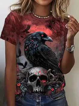 Summer Street Design Harajuku Top Women s Casual Loose Round Neck Oversized Short Sleeve T-Shirt Fashion Printed Pattern T-Shirt XXS