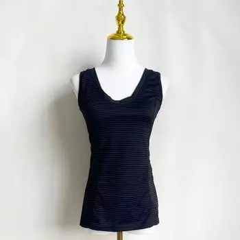Summer Stripes Silm Slim Looking Sleeveless Fashion Vest Black Stripes Size S