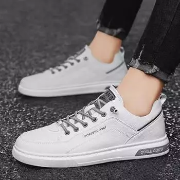 Summer Style Breathable White Shoe with Leather Surface for Sports and Casual Wear 40 чёрный