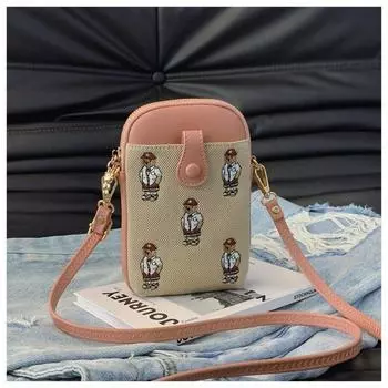 Summer Summer Easiest for Match Fancy Niche Style Exquisite Bag Female 2025 New Arrival Embroider Mobile Phone Bag Shoulder Messenger Bag Pink