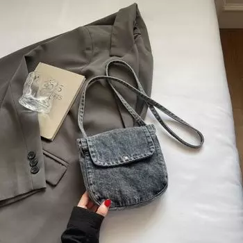 Summer Summer Fashion Denim Bucket Bag Women 2025 New Niche Design Sense Shoulder Messenger Bag Mobile Phone Bag Black