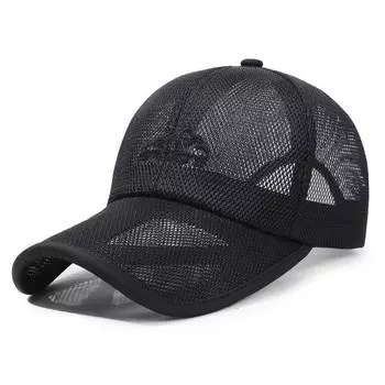 Summer Sun Hat Men s Breathable Sunscreen Sunshade Hollow Hat Outdoor Mesh Baseball Cap чёрный