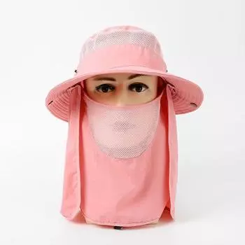 Summer Sun Protection Big Brim Fisherman Hat Men and Women Outdoor UV-Proof Fishing Hat Sun Protection Hiking Sun Hat Summer Pink Mesh breathable full cover sunscreen