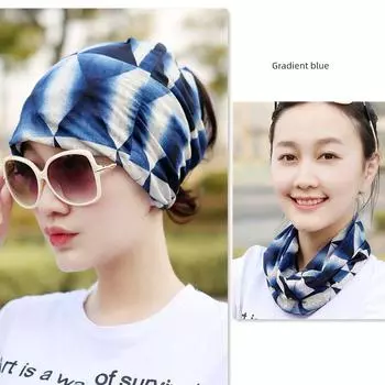 Summer Sun Protection Ice Silk Small Scarf Women s Cervical Neck Scarf Scarf Toque Thin Warm All-Matching Gradient blue All yards