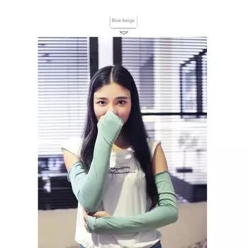 Summer Sun Protection Ice Sleeve Sun Protection Arm Sleeve Oversleeve Oversleeve Driving and Biking Long Women s Half Finger Gloves Modal Cotton Blue rice half finger sleeve