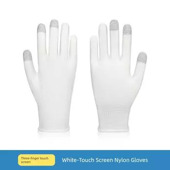 Summer Sun Protection Mobile Phone Touch Screen Gloves Thin Breathable Men and Women Delivery Express Driving Outdoor Cycling Non Slip Nylon light touch screen White -4 pairs All yards