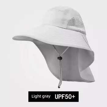 Summer Sun Protection Tea Picking Hat Sun Hat Big Brim Men Outdoor Fishing Cap Tourist Hat Sun Protection Hat Sunhat-light gray One size