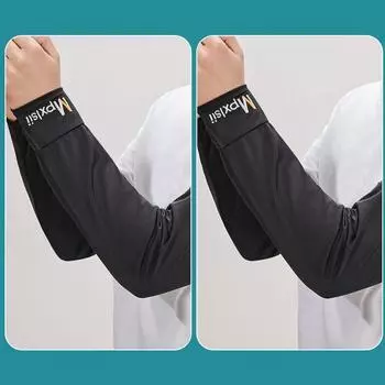 Summer Sun Protection Viscose Fiber Oversleeve Large Long Style Men Loose Arm Sleeves plus Size Thin Summer Cycling Sleeve [2 double change combination] black + Black