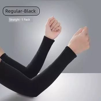 Summer Sun Protection Women s Ice Silk Cycling Elbow Pads Men s Oversleeves Straight-Black (1 pair) One size