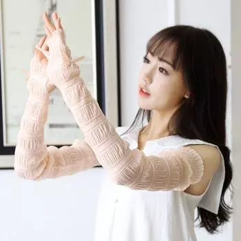 Summer Sunscreen Arm Sleeves Arm Guard UV Protection Driving Long Cool Oversleeve Arm Sleeve Sleeve Gloves Women s Thin A- pink All yards