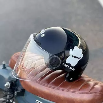 Summer sunscreen electric vehicle helmet national standard men s and women s ears four-season half helmet breathable hat cool travel riding Transparent long mirror