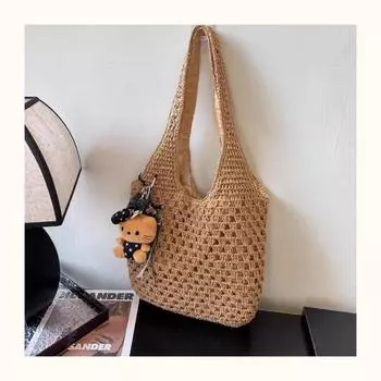 Summer Super Popular Hand-Woven Bag Women s Bag 2025 New Idle Style Lafite Straw Bag Large Capacity Beach Bag