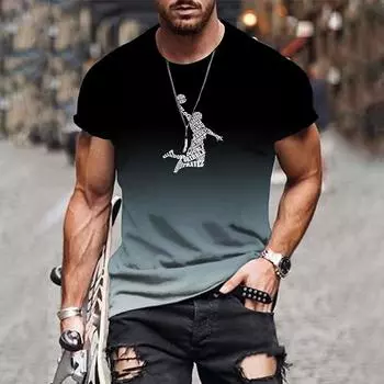 Summer T-shirt for Men s Clothing Fashion Gradient Graphic Streetwear Casual Pullover Women s Short Sleeve Oversize Tees Tops XS