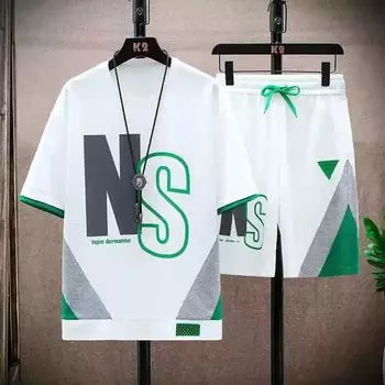 Summer T Shirts for Men Clothing Casual Gradient Men Set Tshirt Summer Running Men s Two-piece Oversize Gym Sport Short Pants S