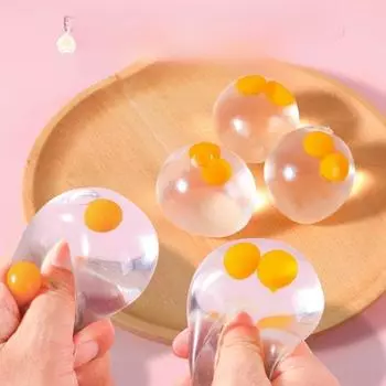 Summer Taba Squishy Double Egg Yolk Egg Pinch Ball Silicone Water Ball Stress Resistant Transparent Bubble Squeeze Toy Kids Gift