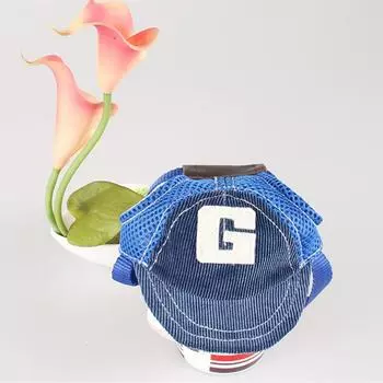 Summer Teddy/Golden Retriever Pet Hat Blue L-Large (suitable for large dogs)