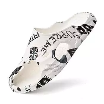 Summer Thick Bottom Patchwork Fashion Sandals Men Casual Beach Shoes Hollow-Out Garden Clogs Outdoor Slippers Can Be Decorated 38 пустынный