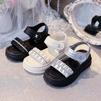 Summer Thick Bottom Sandals Female Tide Ride High Muffin Bottom Rhinestone Outside Wear Sports Beach Shoes Fashion Women Summer Breathable Shoes 35