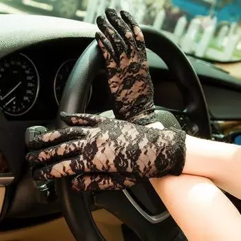 Summer Thin Arm Sleeve Women s Extended Lace Oversleeves Sexy Outdoor Driving Bridal Wedding Dress Etiquette Long Manufacturer Short Black