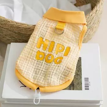 Summer Thin Breathable Plaid Lapel Traction Teddy Bigbear Small Dog Vest Pet Cat Dog Clothes XS (recommended weight 1-1.5kg)