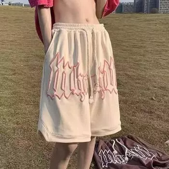 Summer Thin Casual Men s American Retro Loose Couple Five-point Mid-pants Sports Shorts M