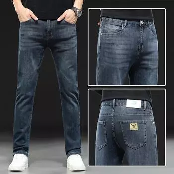 Summer Thin Dark Denim Men s Straight Tube Loose Casual Men s Pants Trendy Long Pants Spring and Autumn Men s Pants 36