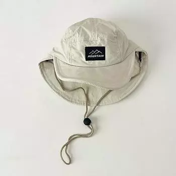 Summer Thin Double Brim Boys Quick Drying Duckbill Cap Lightweight Baby Sun Hat With Adjust Neck Strap Bucket Hat For Kids бежевый