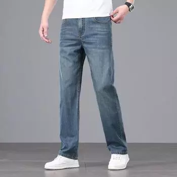 Summer Thin High Waist Loose Light Business Thin Small Straight Trousers Jeans 29